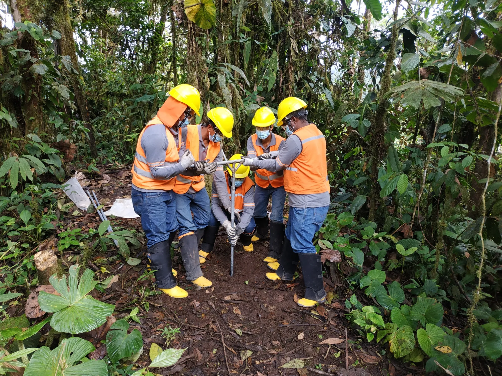 Soil sampling at the El Palmar project in northern Ecuador.