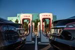 Two Tesla Inc. Model S electric vehicles charge at a Supercharger station in Sant Cugat, Spain, on Wednesday, July 10, 2019. Tesla is poised to increase production at its California car plant and is back in hiring mode, according to an internal email sent days after the company wrapped up a record quarter of deliveries.