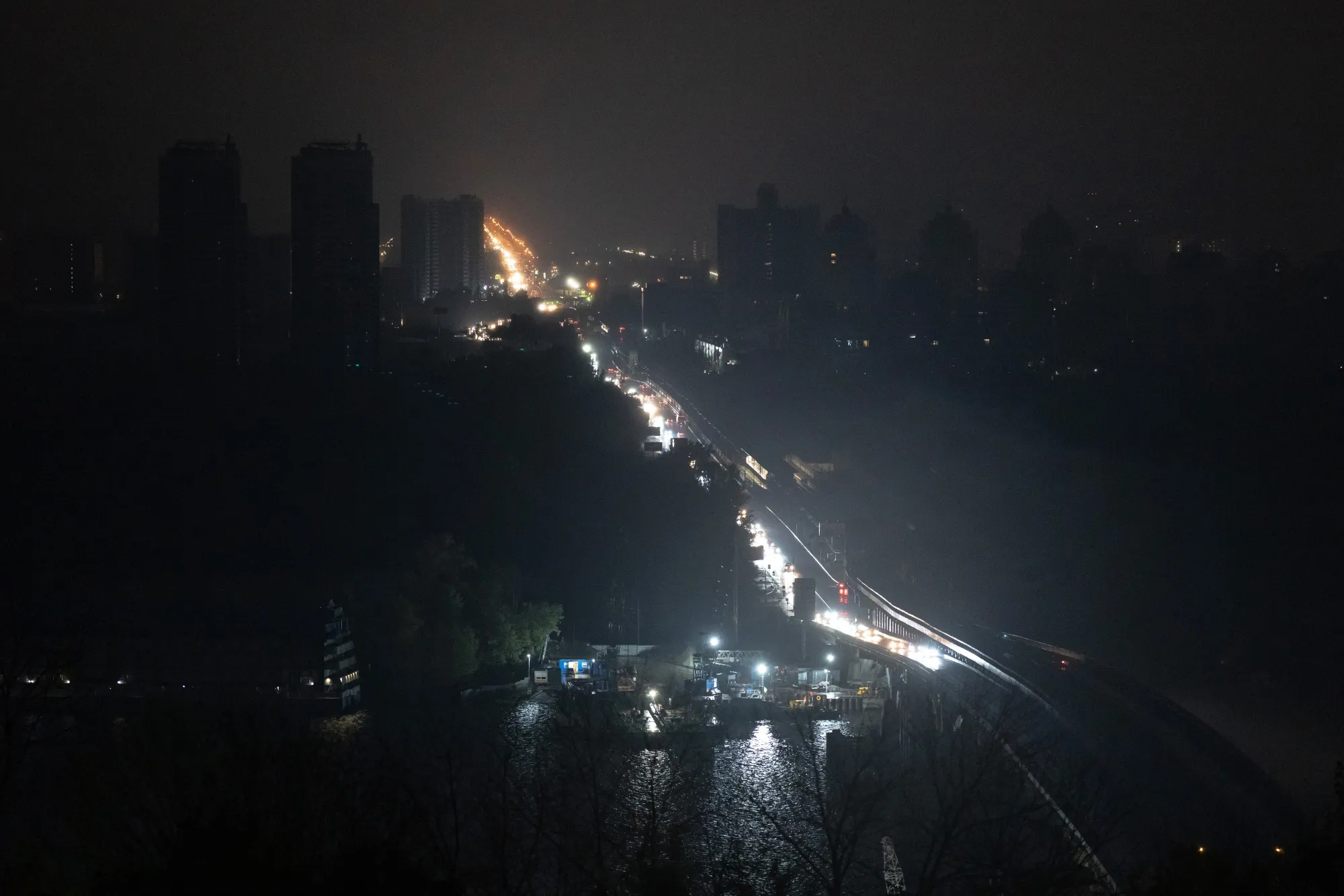 Power loss following a Russian drone and missile attack in Kyiv, on Oct. 10.
