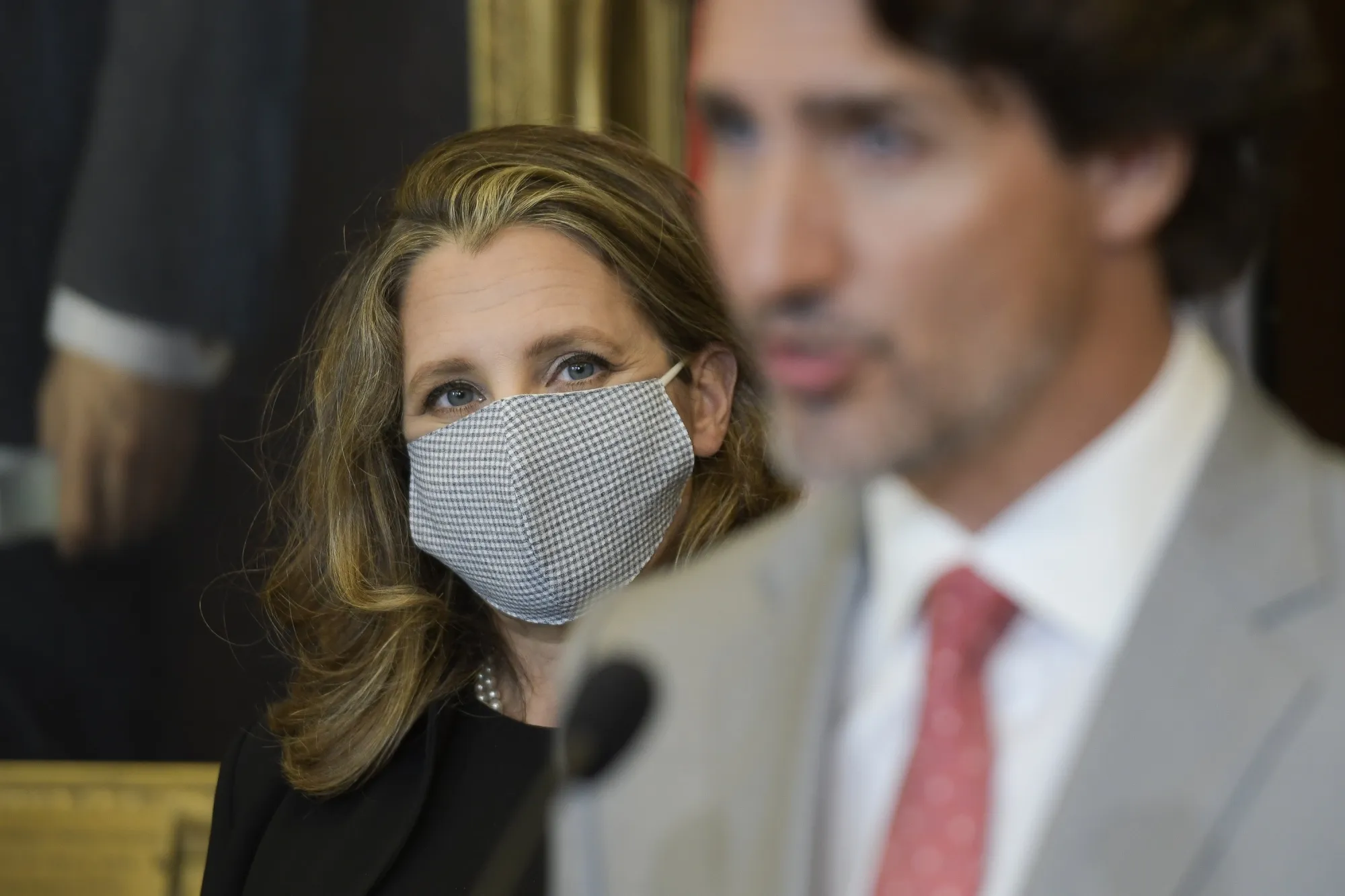 Chrystia Freeland and Justin Trudeau.