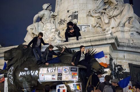 Demonstrators at Place de la Republique