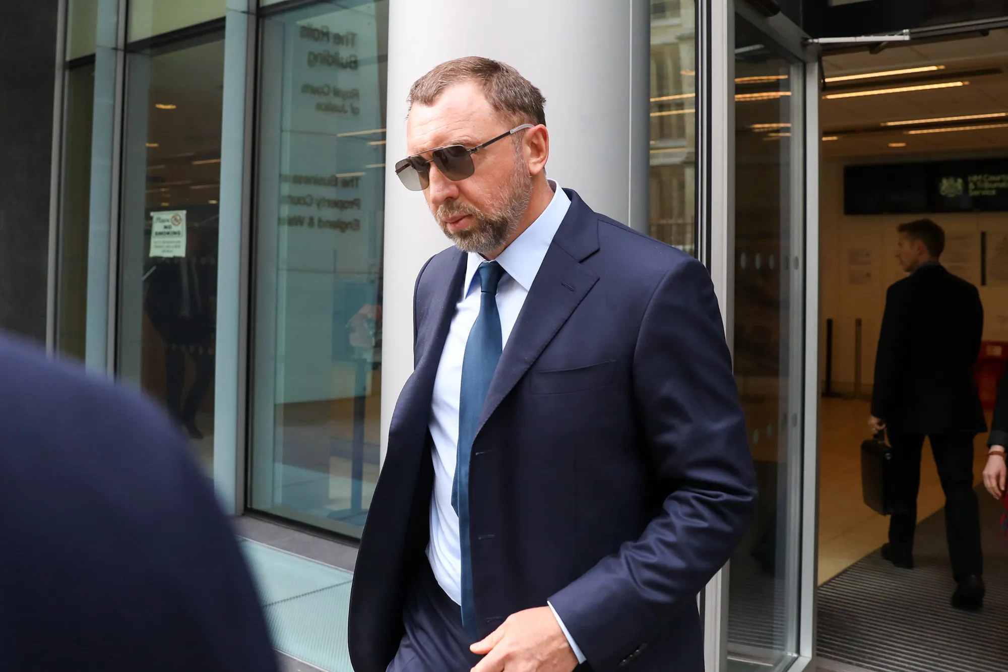 Oleg Deripaska&nbsp;leaves after attending the court hearing on MMC Norilsk Nickel PJSC at The Rolls Building in London&nbsp;on&nbsp;May 14, 2018.