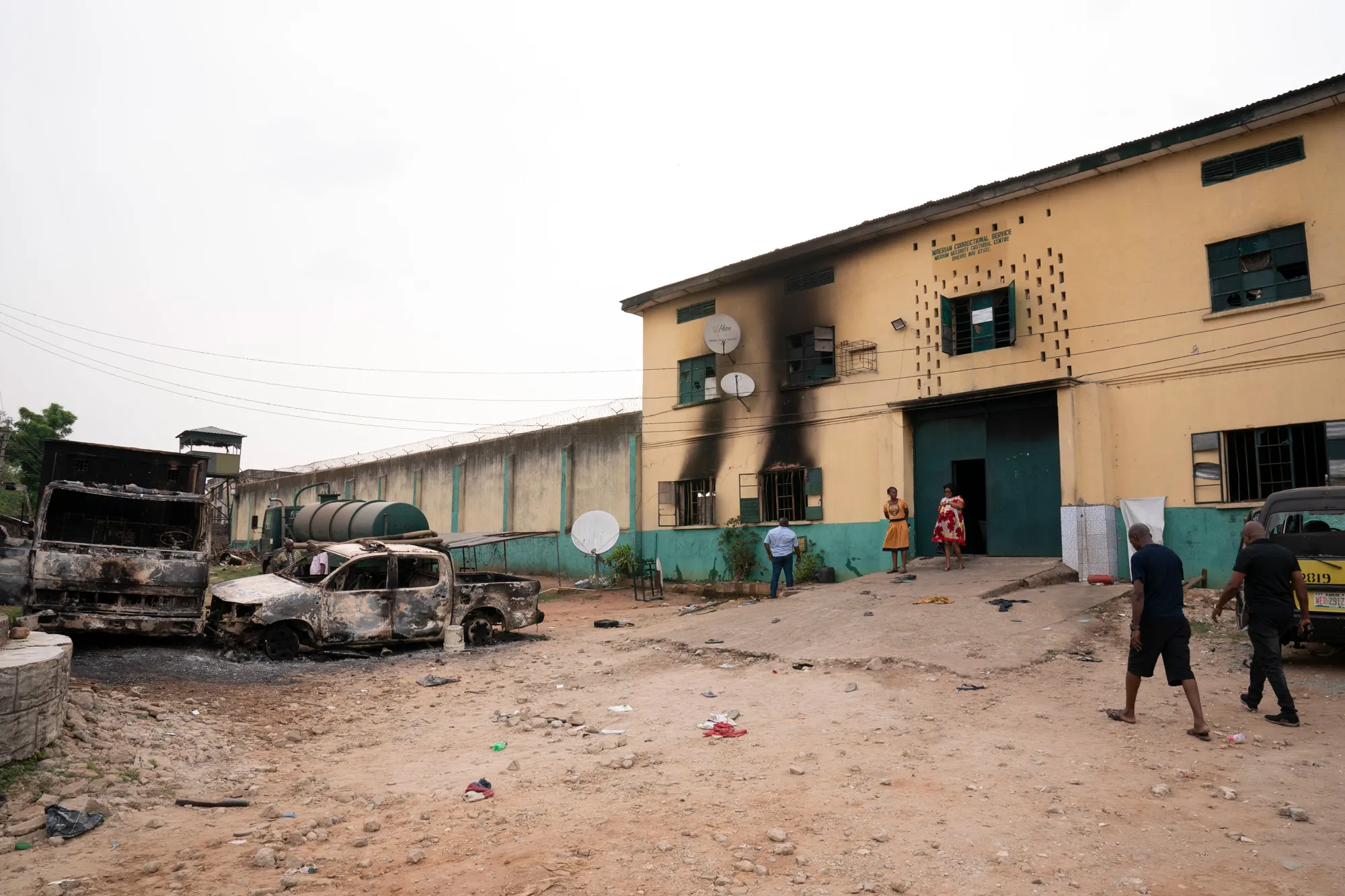The fire-damaged correctional facility in Owerri, Nigeria, on April 5.