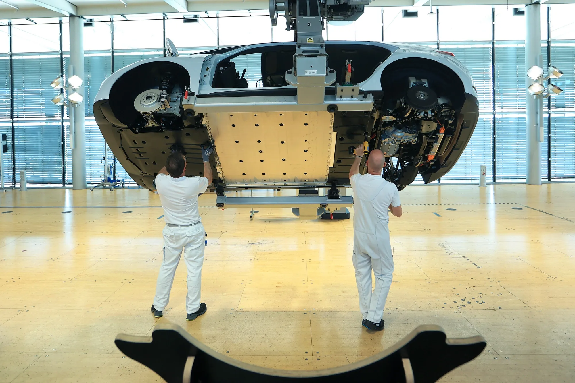 An electric vehicle production line in Germany.