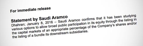 An excerpt of the news release issued by Saudi Aramco.