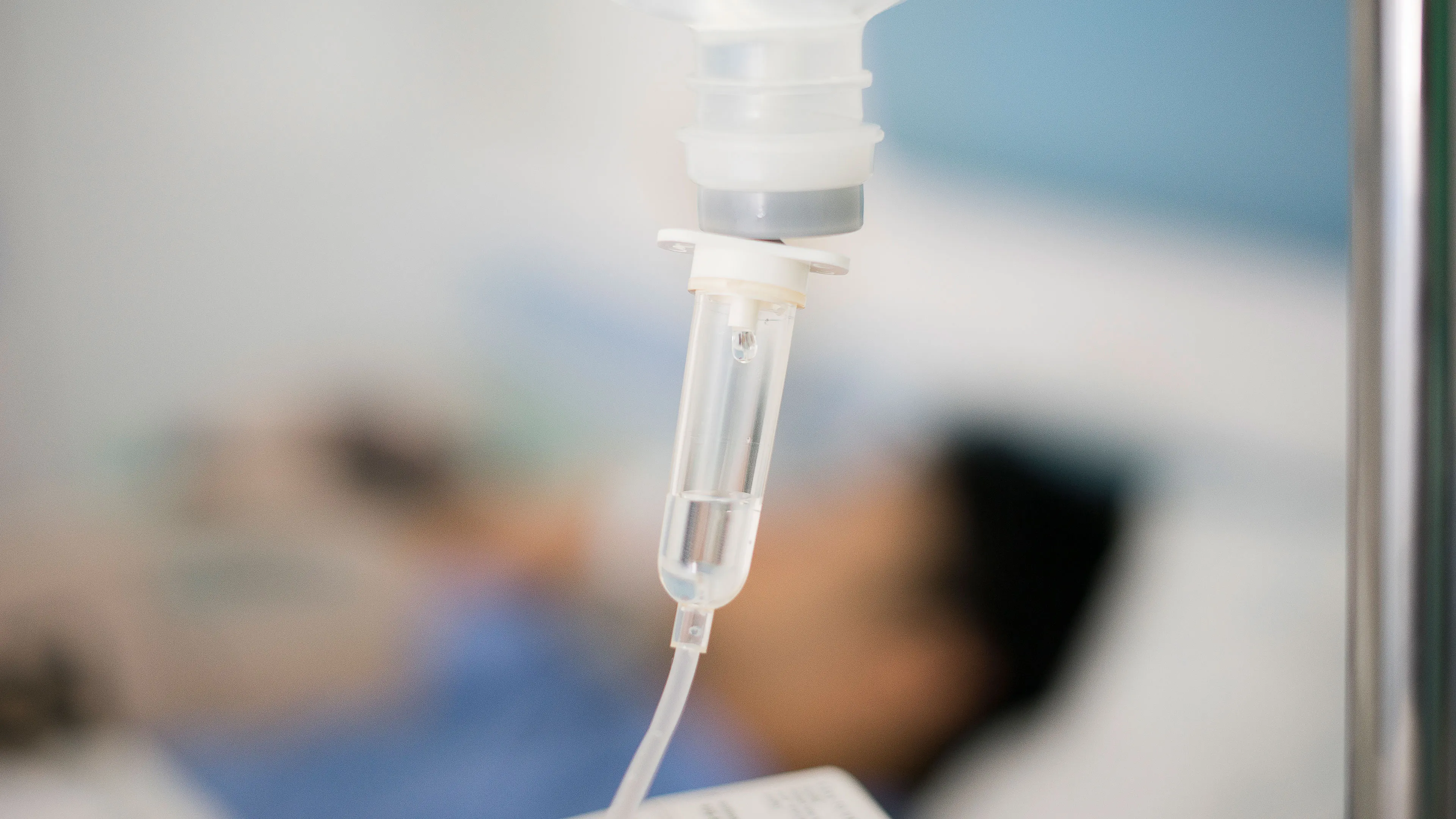 A hospital patient receives infused therapy