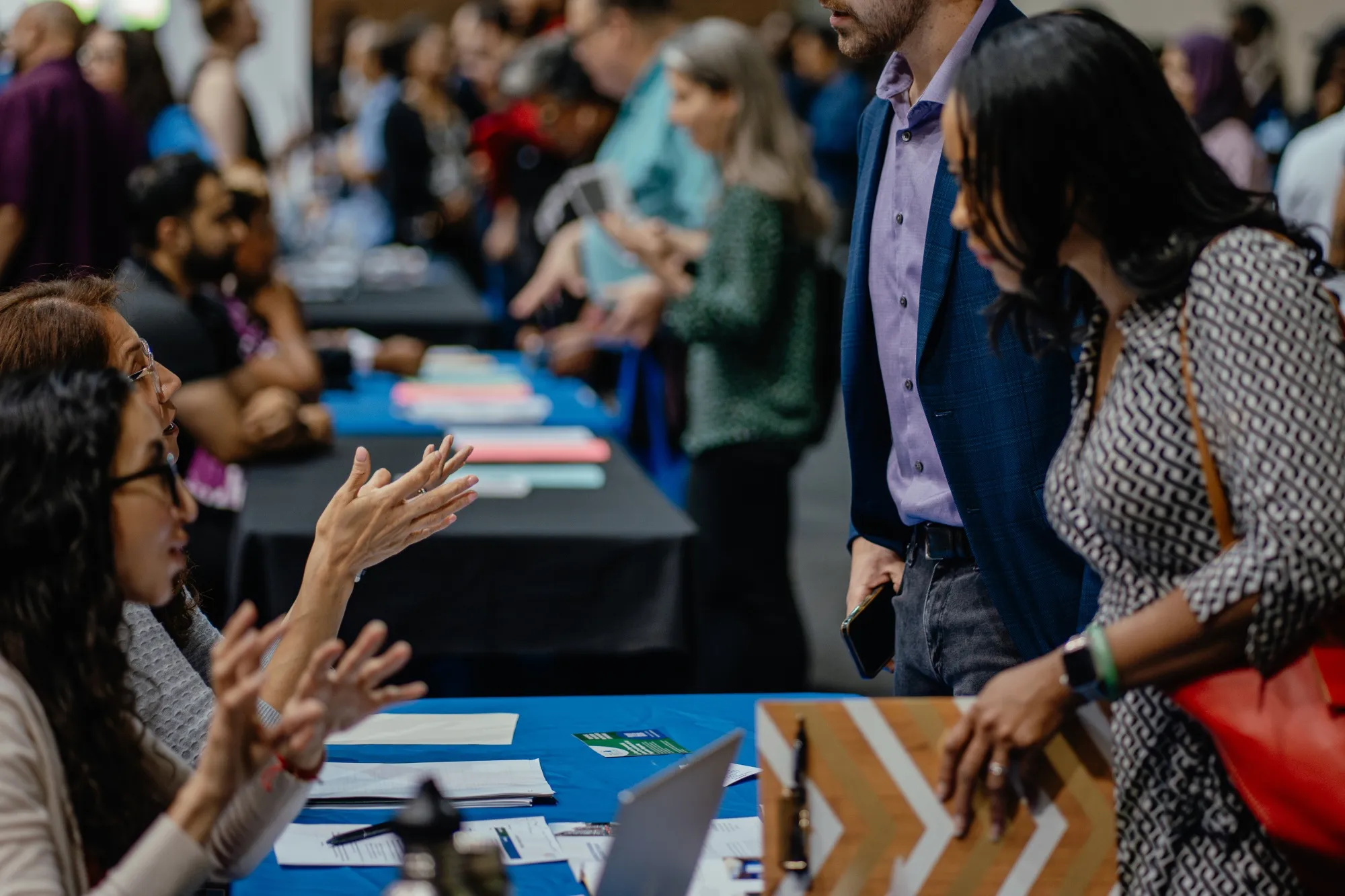 Recruiters and job seekers during a job fair&nbsp;in Chicago, Illinois, US.