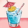 The Shark, a blue drink that represents holiday escape.