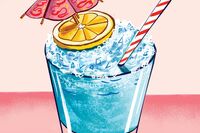 The Shark, a blue drink that represents holiday escape.