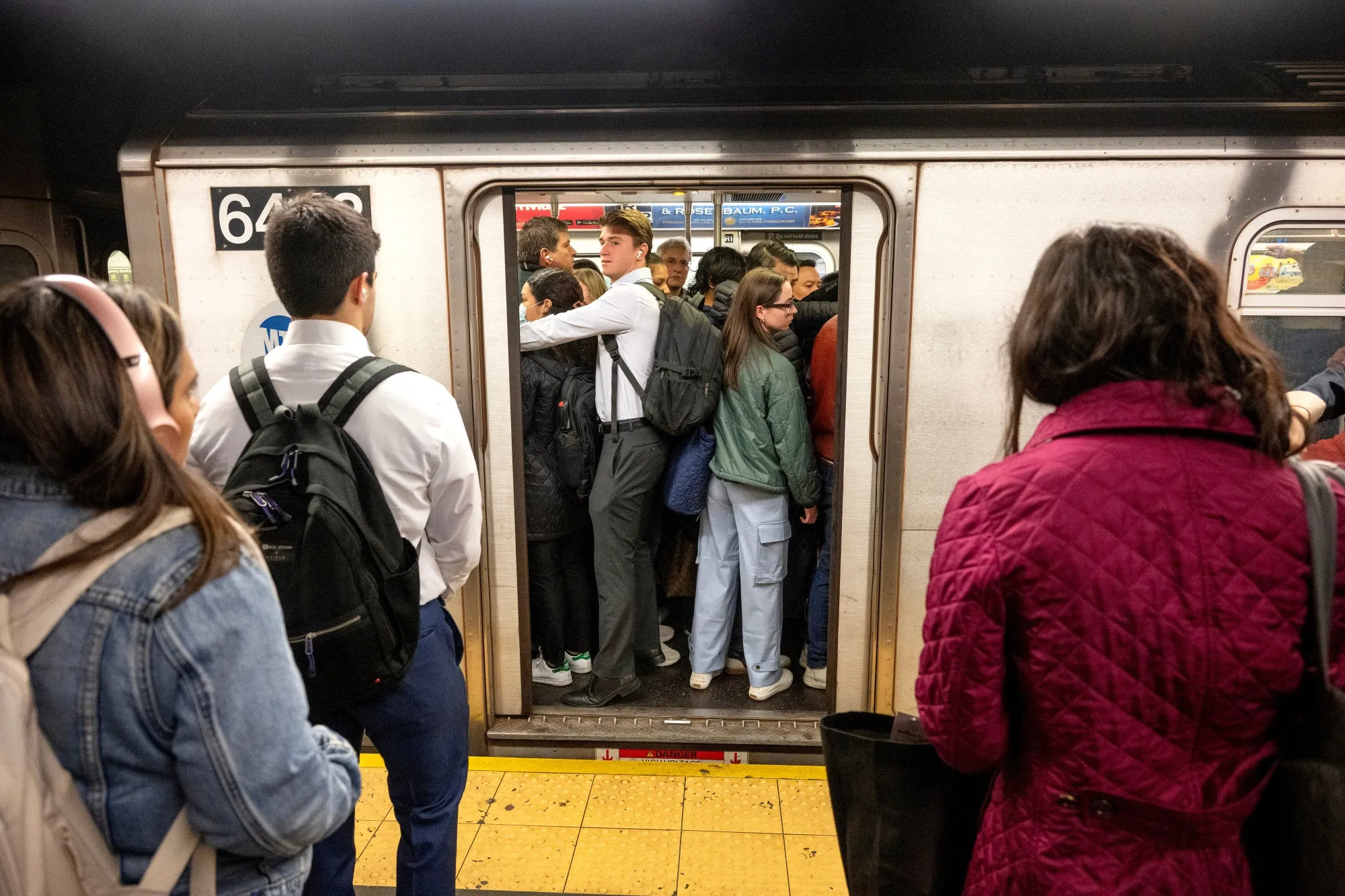 Commuters on the&nbsp;subway in New York.