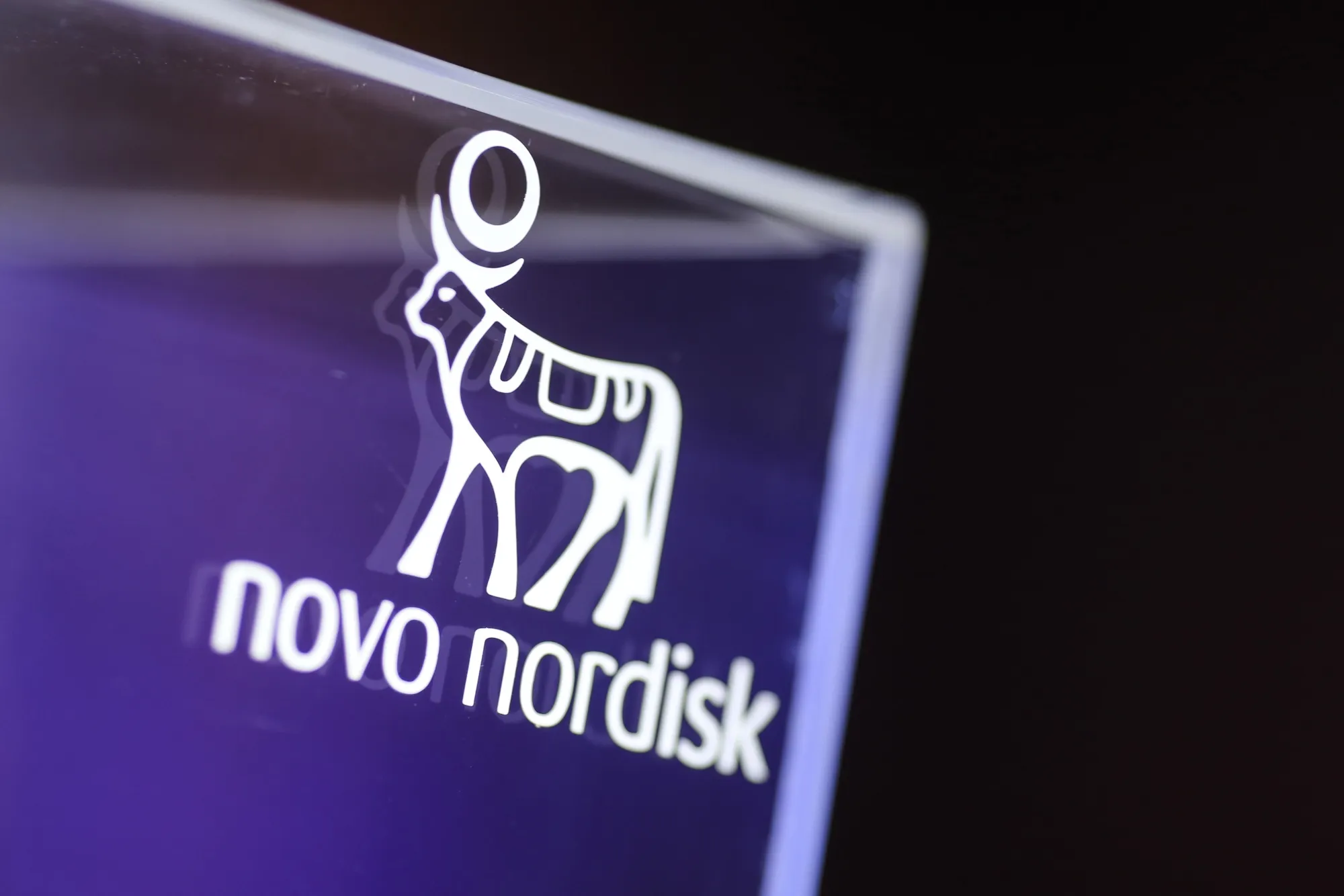 The Novo Nordisk A/S logo during a news conference in Mumbai, India, on Tuesday, June 24, 2025. 