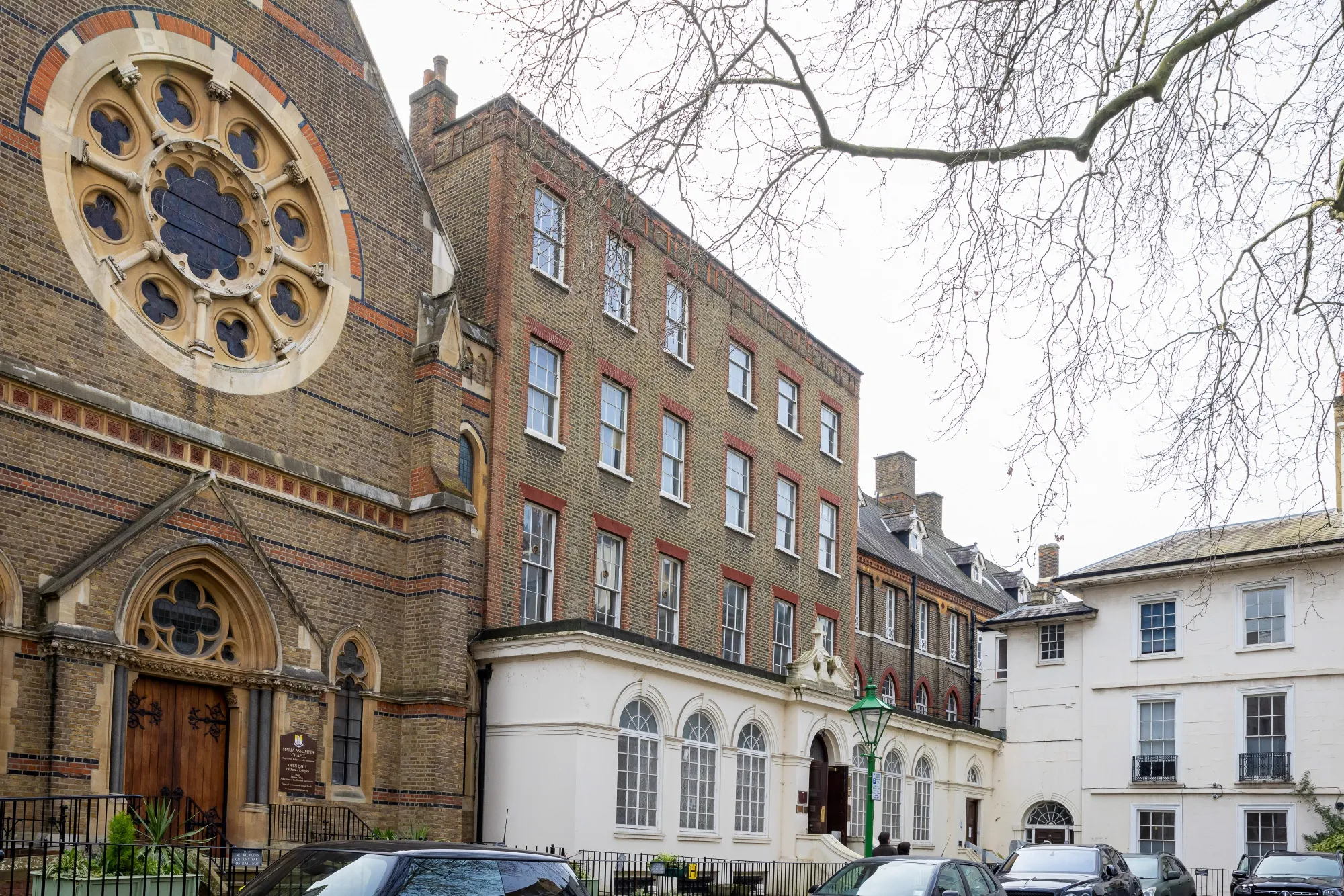 The site of the former Heythrop College in Kensington Square, London, on Feb. 27.