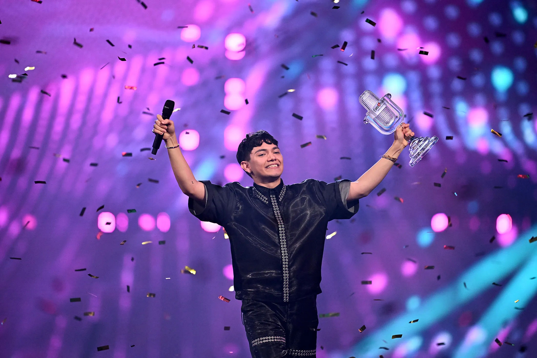 Austrian singer&nbsp;JJ wins&nbsp;the Eurovision Song Contest 2025, at the St. Jakobshalle arena in Basel on May 18.