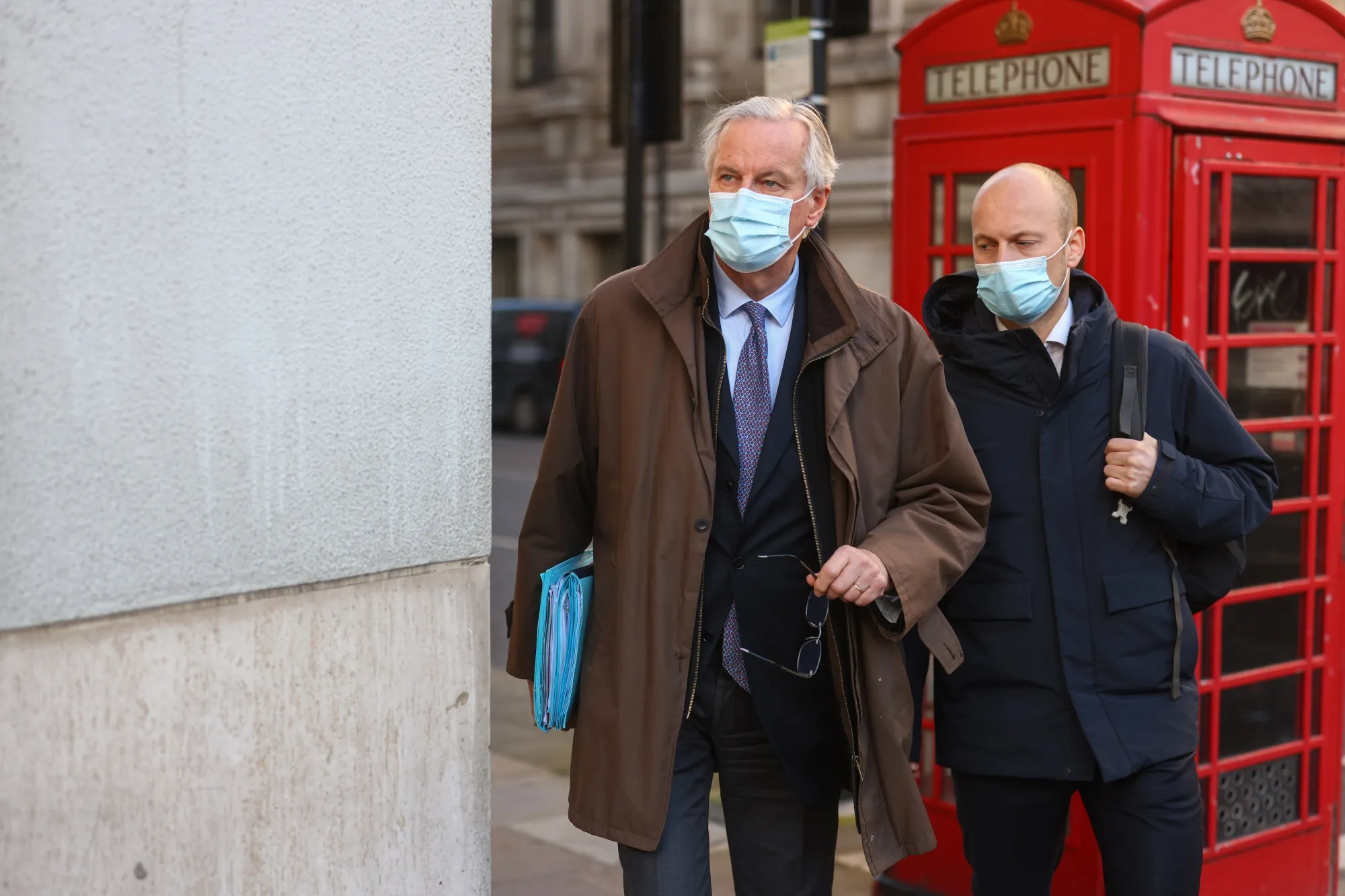 Michel Barnier, left, arrives for Brexit talks in London, on Dec. 1.