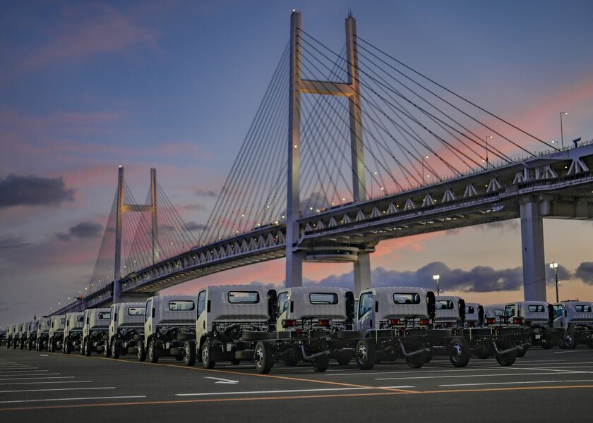 Vehicles at Yokohama Port Ahead of Trade Figures