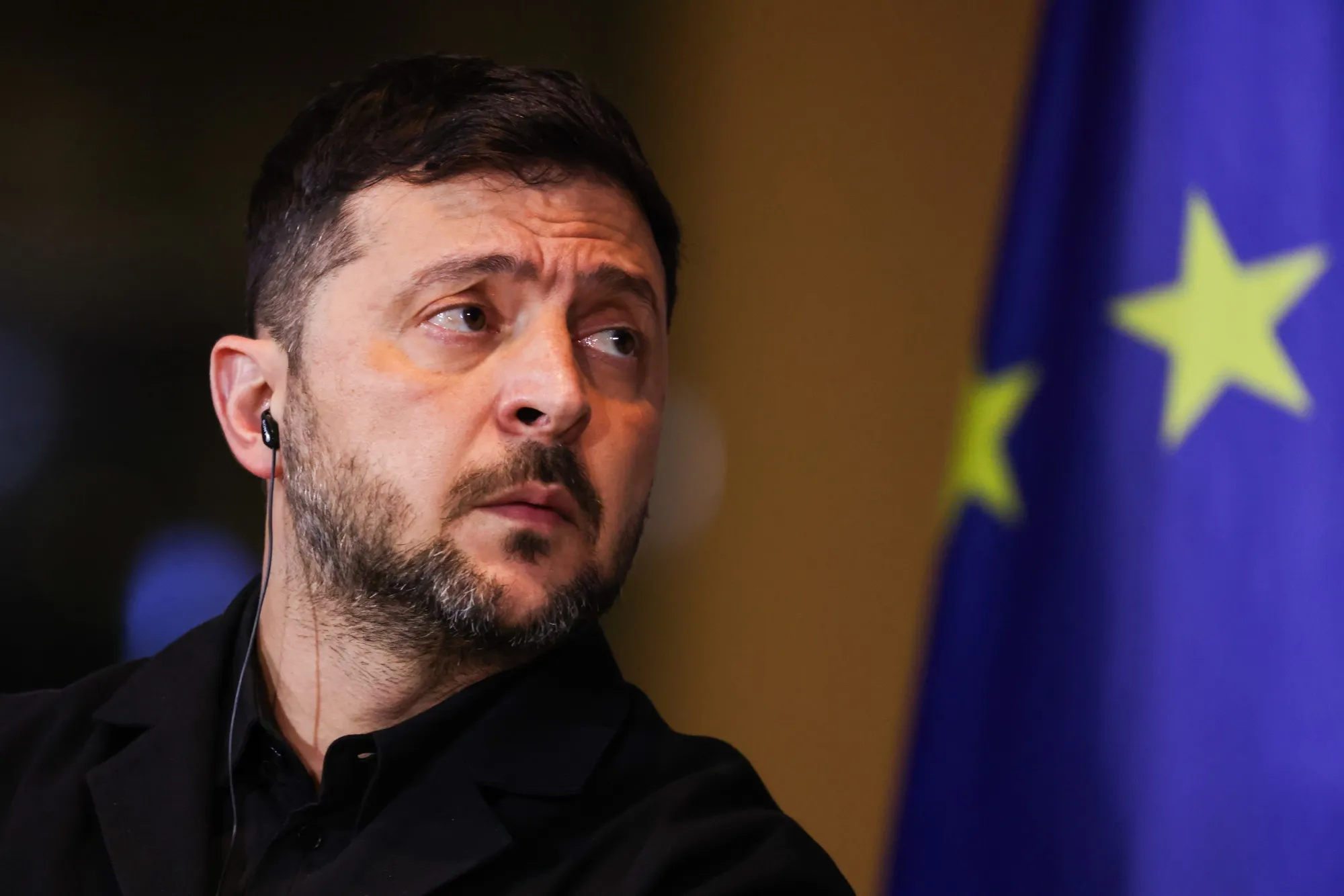 Volodymyr Zelenskiy, Ukraine’s president, during a news conference. In December, the European Union agreed to loan his country €90 billion.