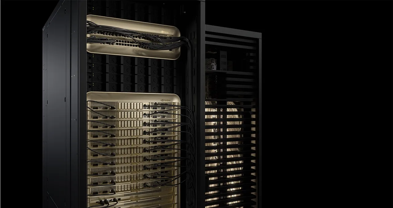 An NVIDIA GB300 NVL72 Supercomputing Cluster.