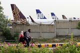 Aircraft At Delhi Airport As India’s Airlines Left Exposed