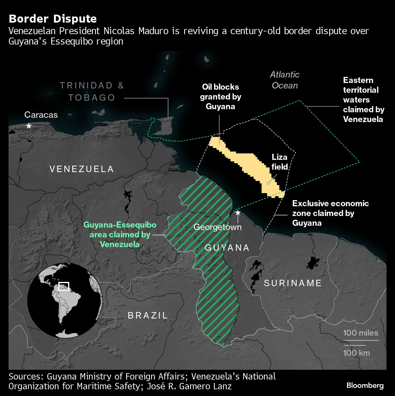 Venezuela Stirs Nationalism in Dispute With Guyana Over Oil - Bloomberg