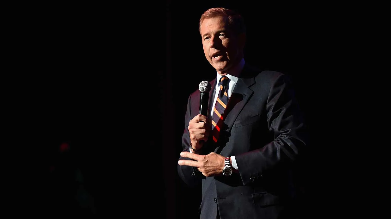 NBC News Anchor Brian Williams speaks onstage at 2014 Stand Up For Heroes at Madison Square Garden at Madison Square Garden on November 5, 2014 in New York City.
