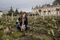 Marjolaine Maurice de Coninck checks a vine in the vineyard at Marquis d'Alesme, which is being converted to organic farming.