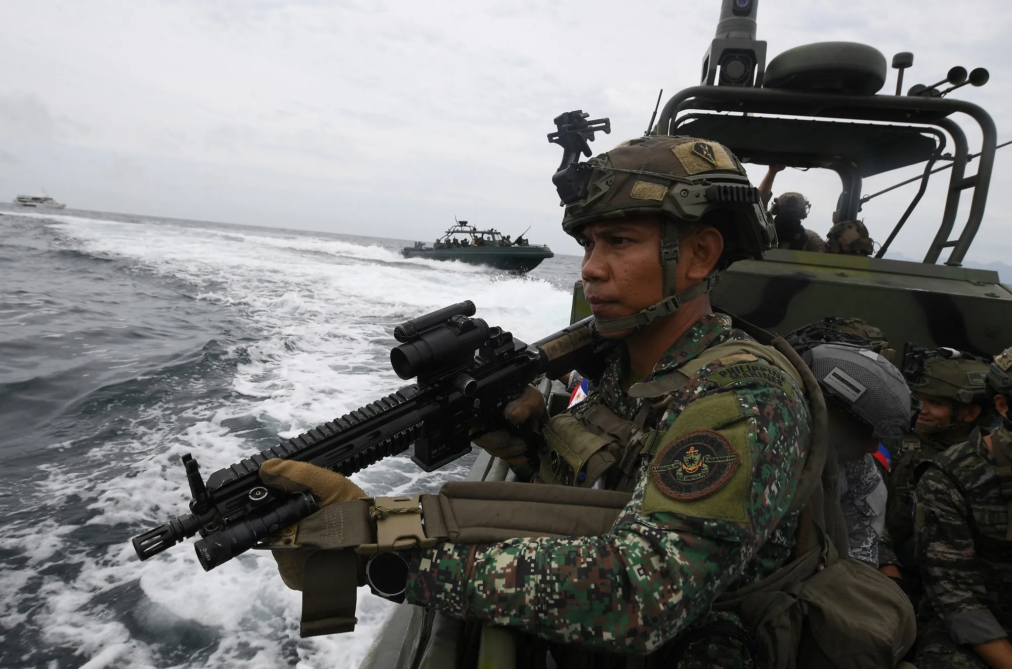 Philippine marines during exercises with their US and South Korean counterparts&nbsp;west of Manila, in October.