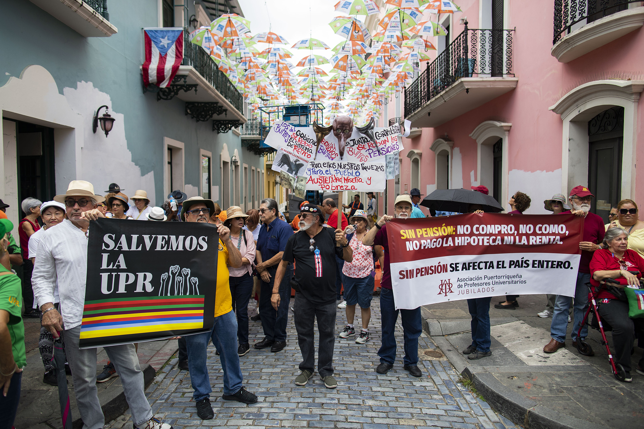 Demonstrators in San Juan on Sept. 30.