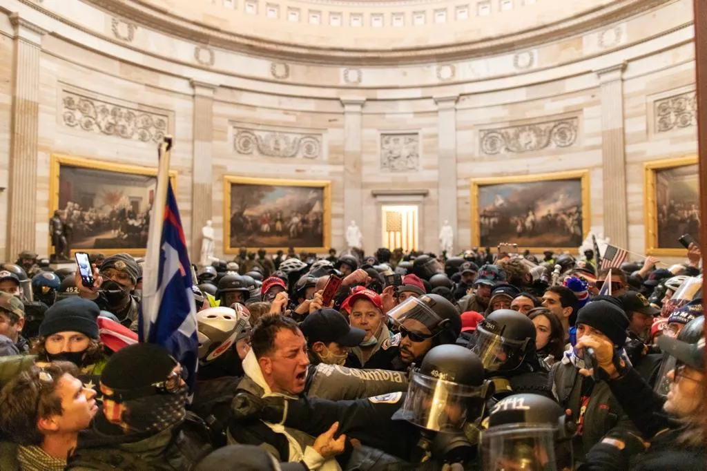 Capitol Police are overwhelmed by pro-Trump rioters on Jan. 6.&nbsp;