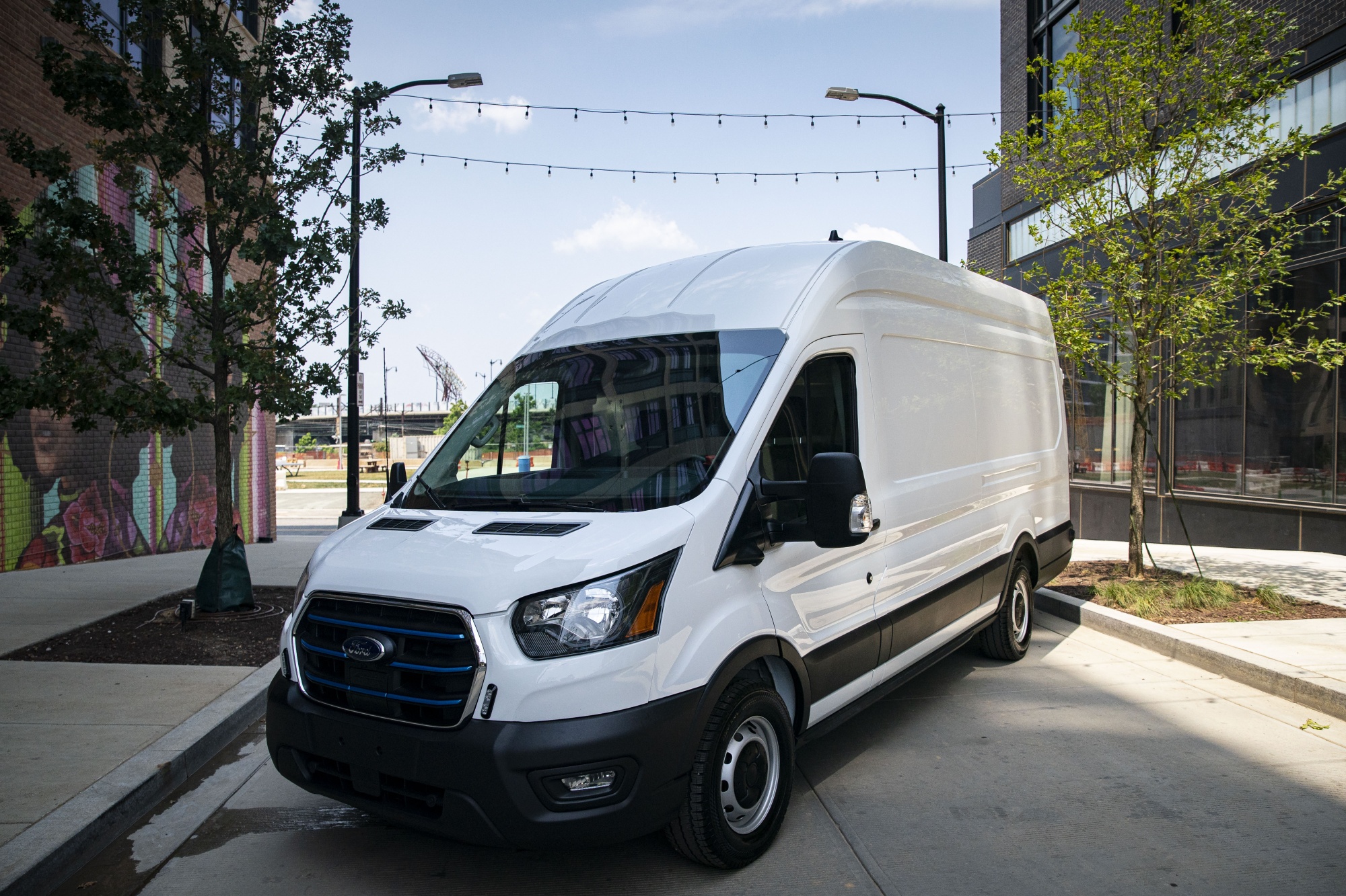 A Ford Motor Co. E-Transit electric vehicle.