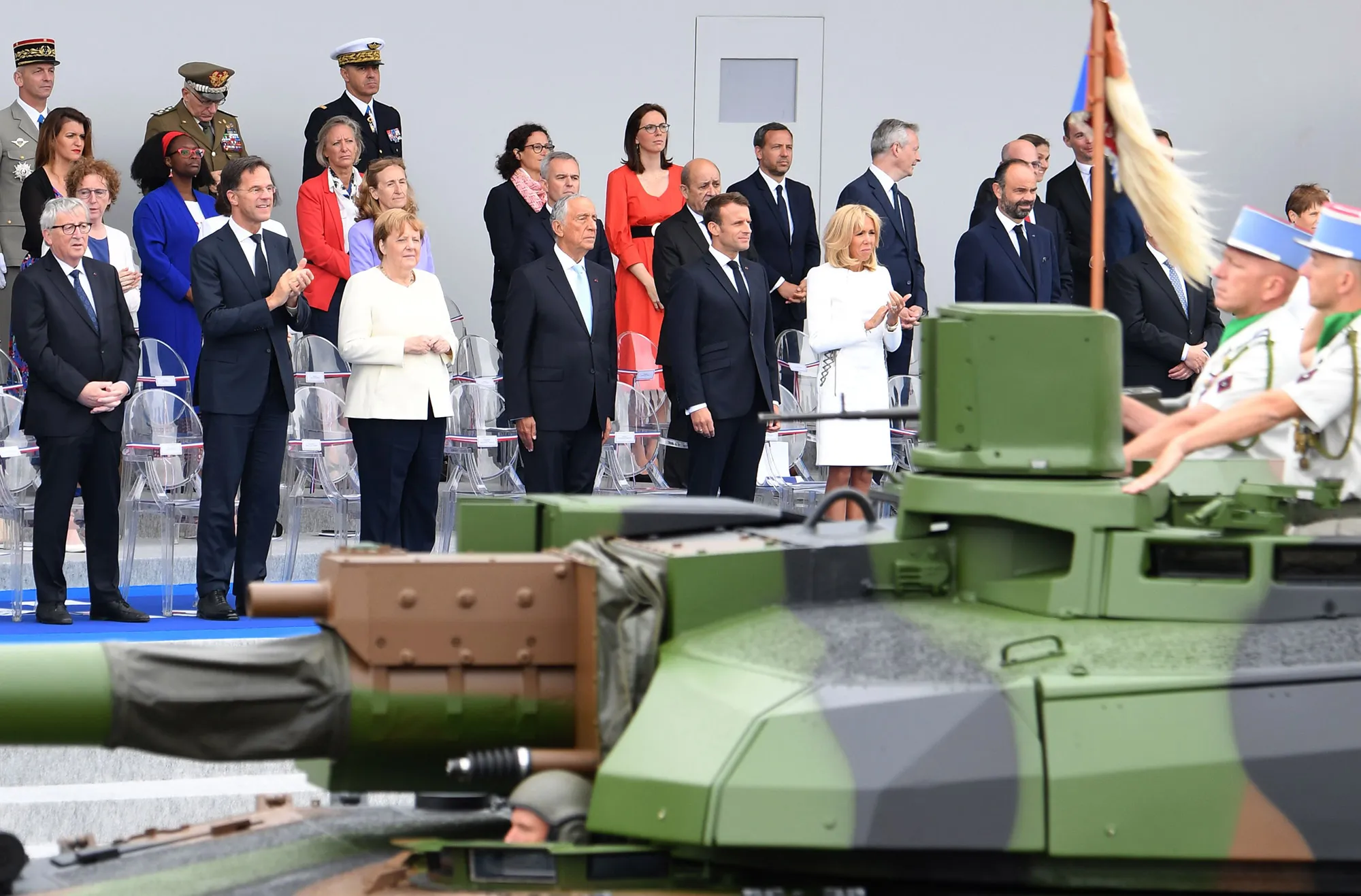 Angela Merkel at the Bastille Day Parade, July 14.