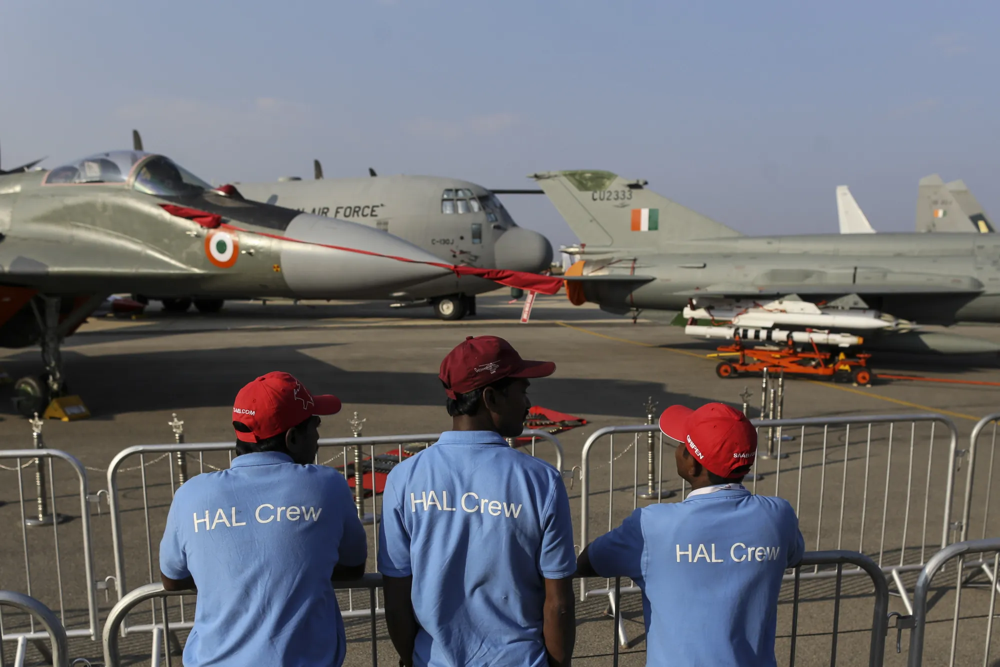 Crew for Hindustan Aeronautics Limited at an Aero India air show.