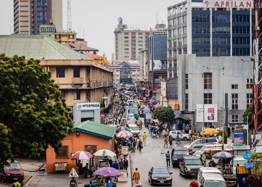 Lagos Business District as Nigerian Inflation Hits Almost 18-year High