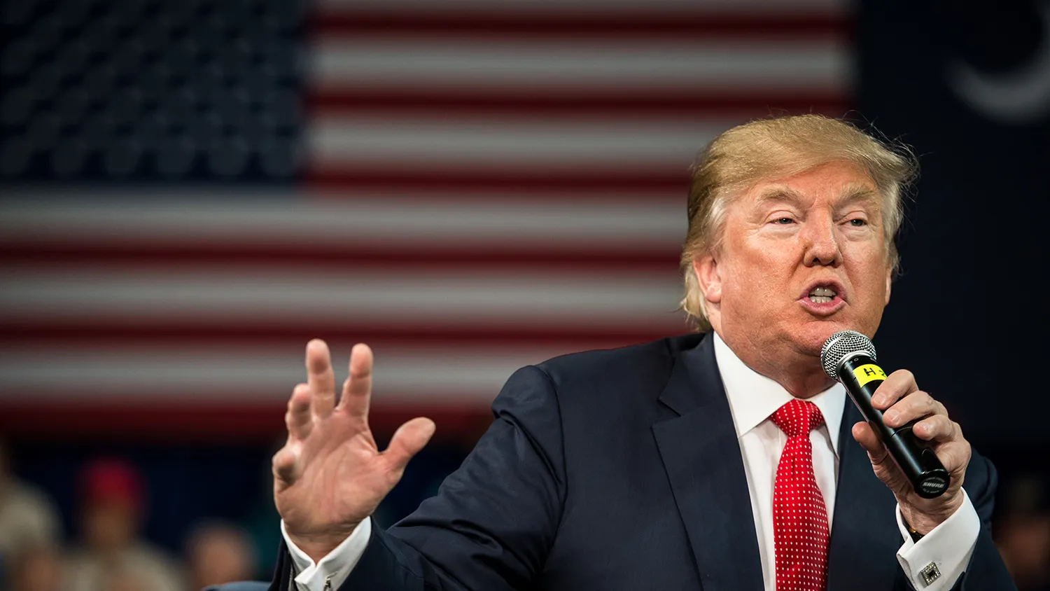 Republican presidential candidate Donald Trump speaks at a town hall meeting on Dec. 12, 2015, in Aiken, South Carolina.
