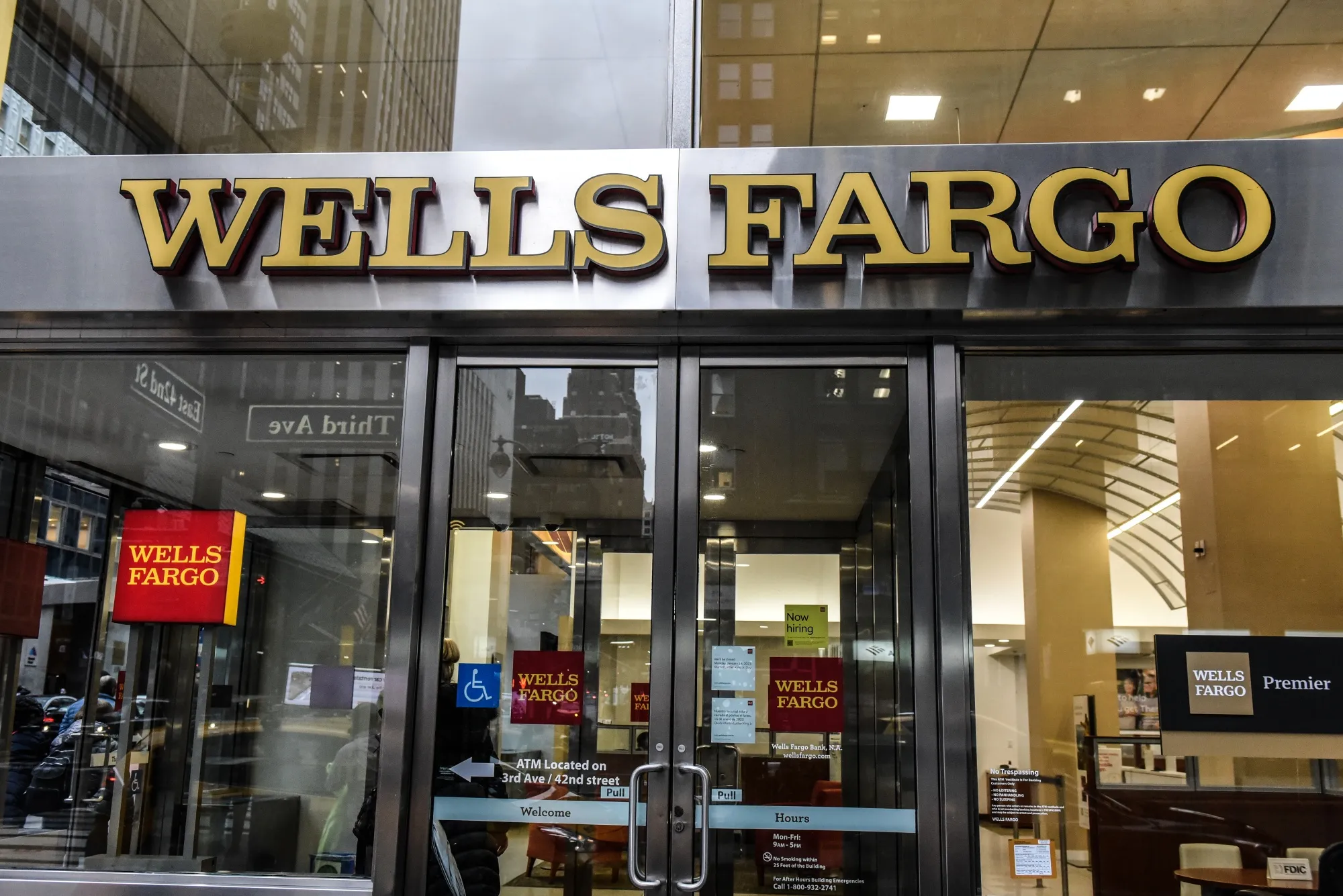A Wells Fargo bank branch in New York on Jan. 12.