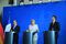 Germany's Chancellor Angela Merkel Holds News Conference With France's President Francois Hollande And Italy's Prime Minister Matteo Renzi