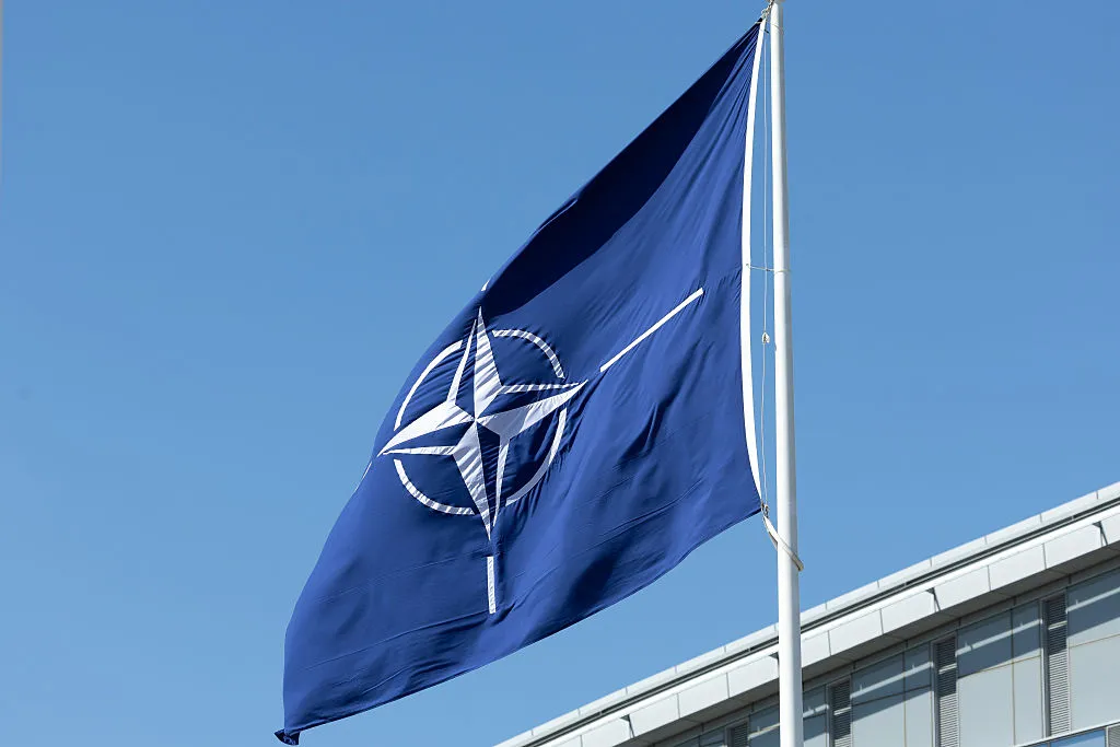 The NATO flag at the&nbsp;headquarters building&nbsp;in Brussels.