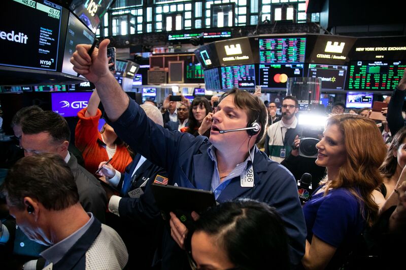 Traders on the floor of the New York Stock Exchange (NYSE) in New York, US