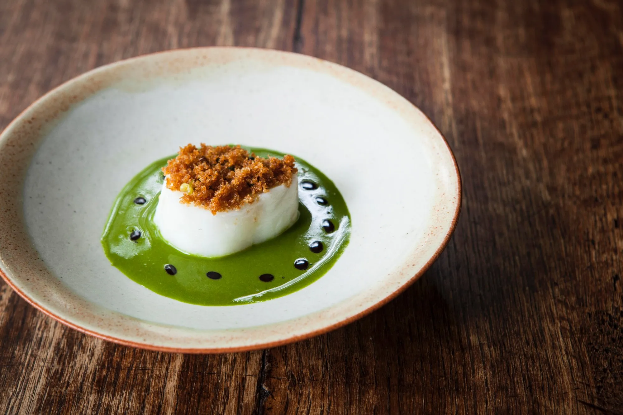 Cod with a parsely sauce at the Black Sawn at Oldstead, U.K.