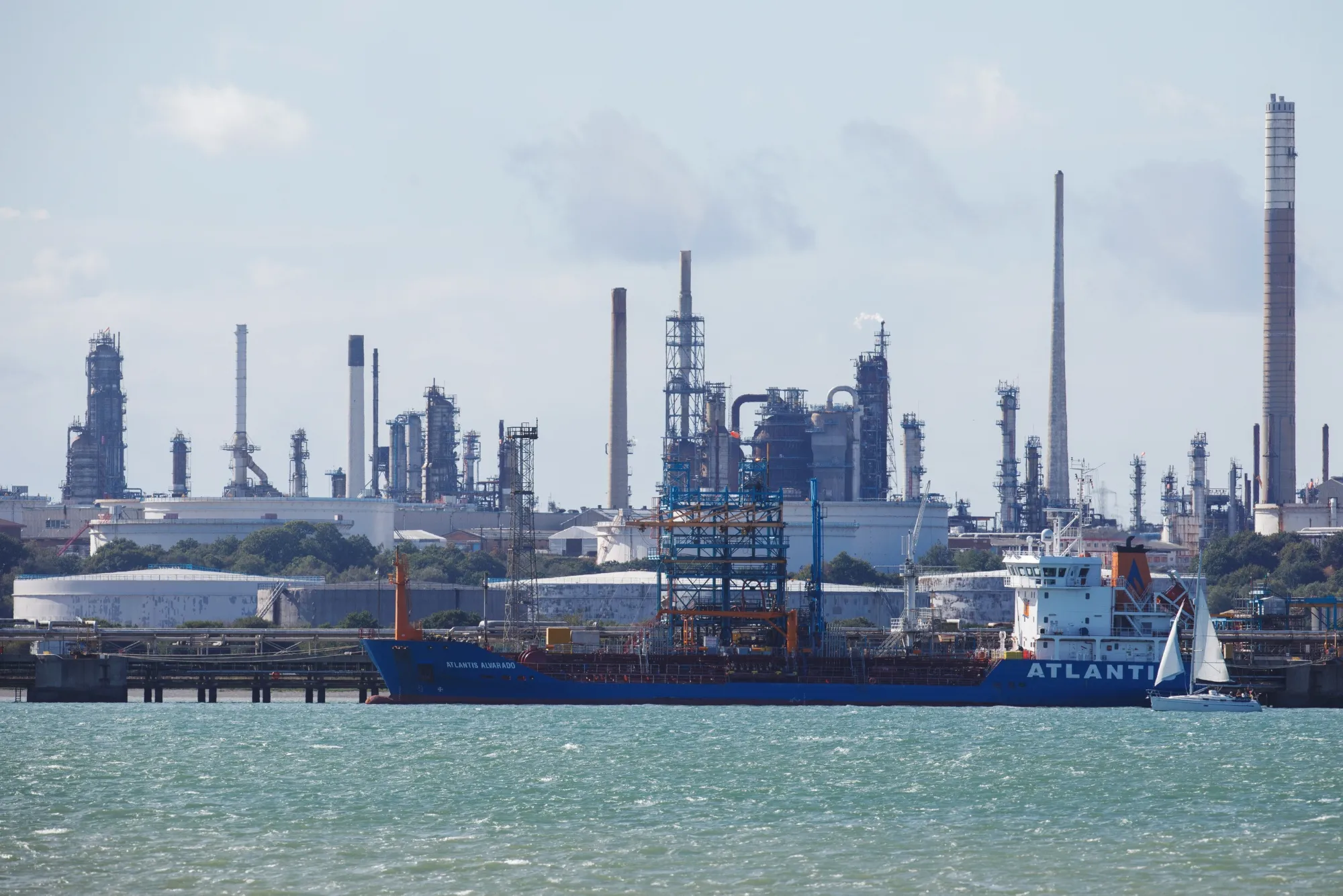 The Esso Fawley Oil Refinery, operated by Exxon Mobil Corp. in Fawley, near Southampton, U.K.