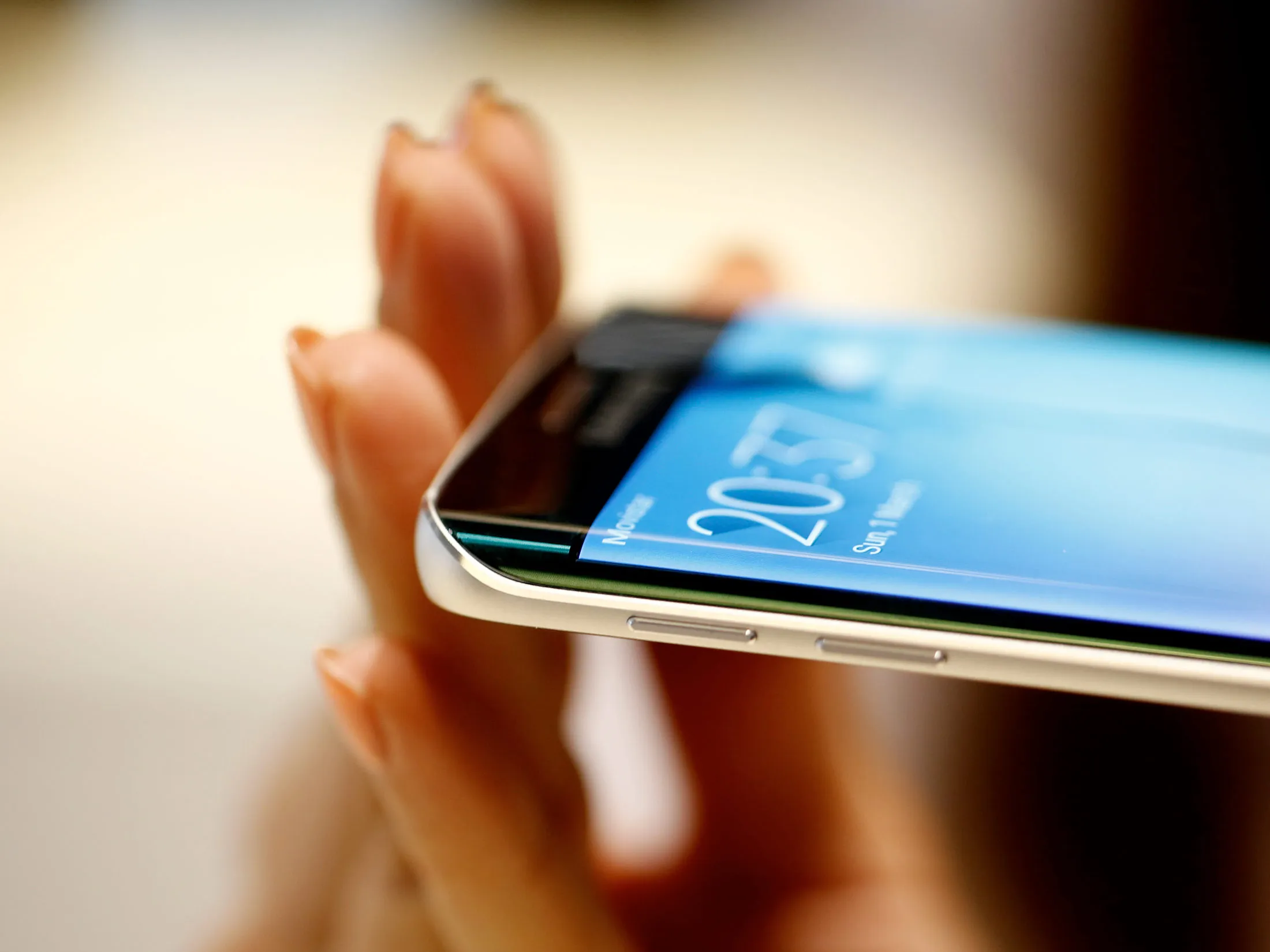 The Samsung Galaxy S6 Edge smartphone.
