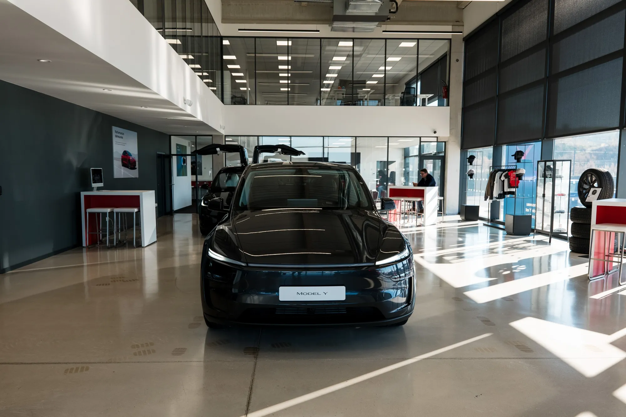 A Tesla Model Y electric vehicle at a showroom in Marseille, France.