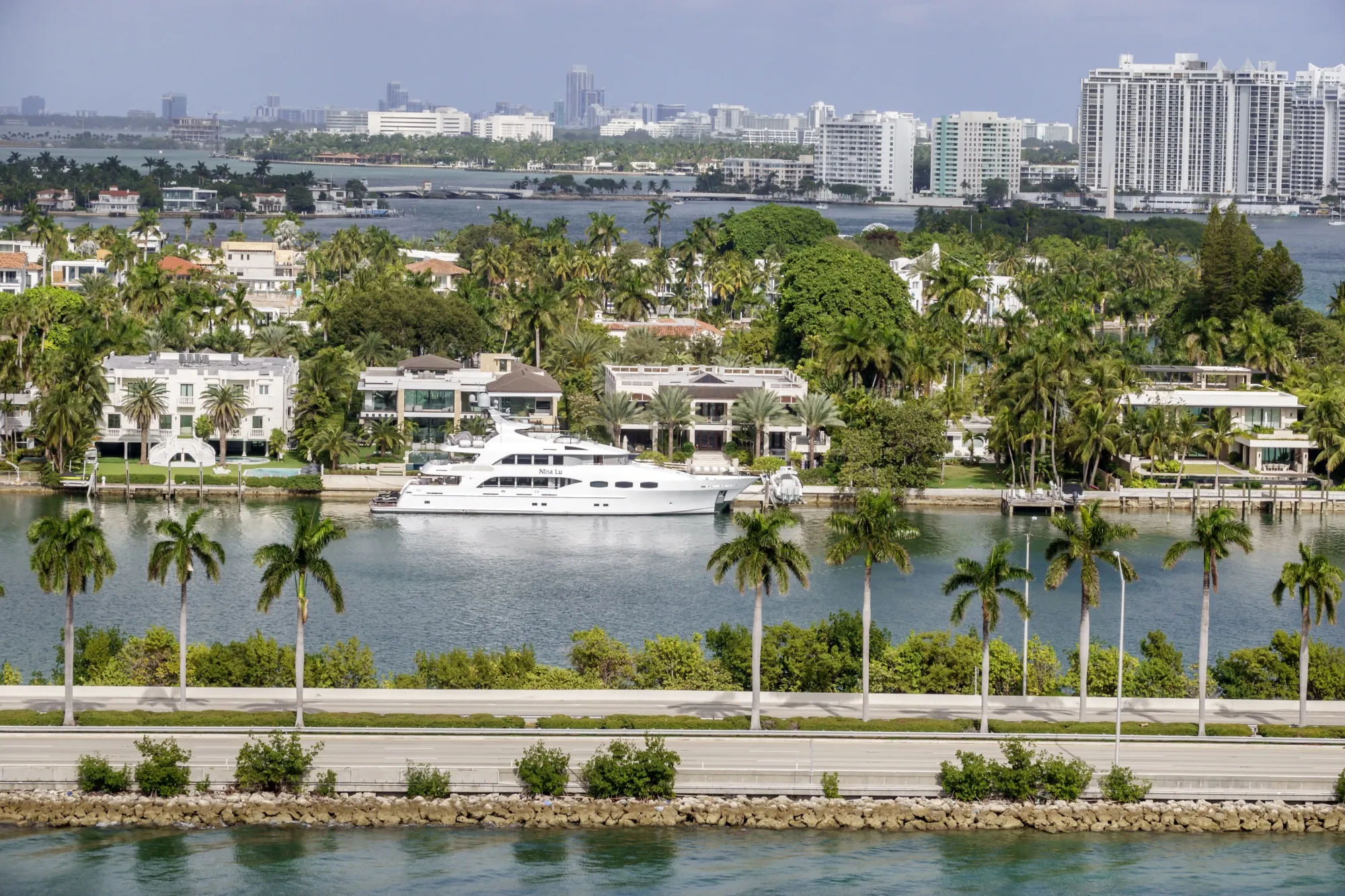 A row of luxury homes in Miami Beach, Florida.