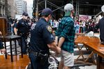New York City Police Department officers arrest demonstrators during an eviction protest on Oct. 1, 2020. New York bail reform kept more people out of jail before their court dates. But debate over the law’s impact on crime rates held up the state budget.&nbsp;