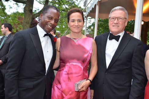 DeWayne Phillips, Caroline Wamsler and Gregory Long, president and CEO of the New York Botanical Garden. Photographer: Amanda Gordon/Bloomberg
