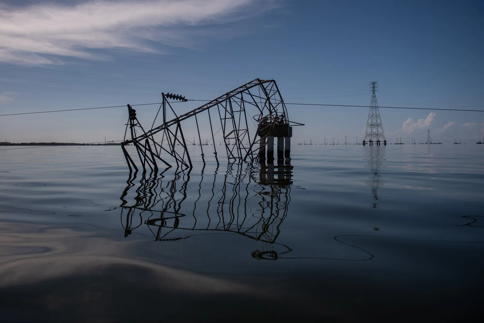 Dilapidated Petroleos de Venezuela SA infrastructure on Lake Maracaibo in Cabimas, Venezuela.