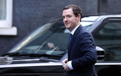 George Osborne arrives at Downing Street on Feb. 20