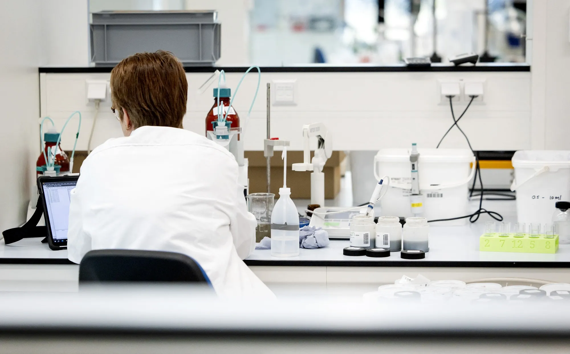 Researchers work at a water research laboratory&nbsp;in Houten, The Netherlands.