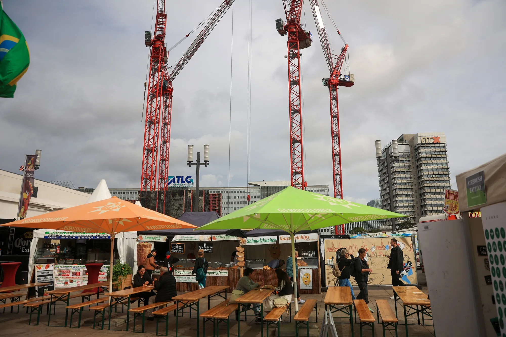 Street food vendors and construction in Berlin.