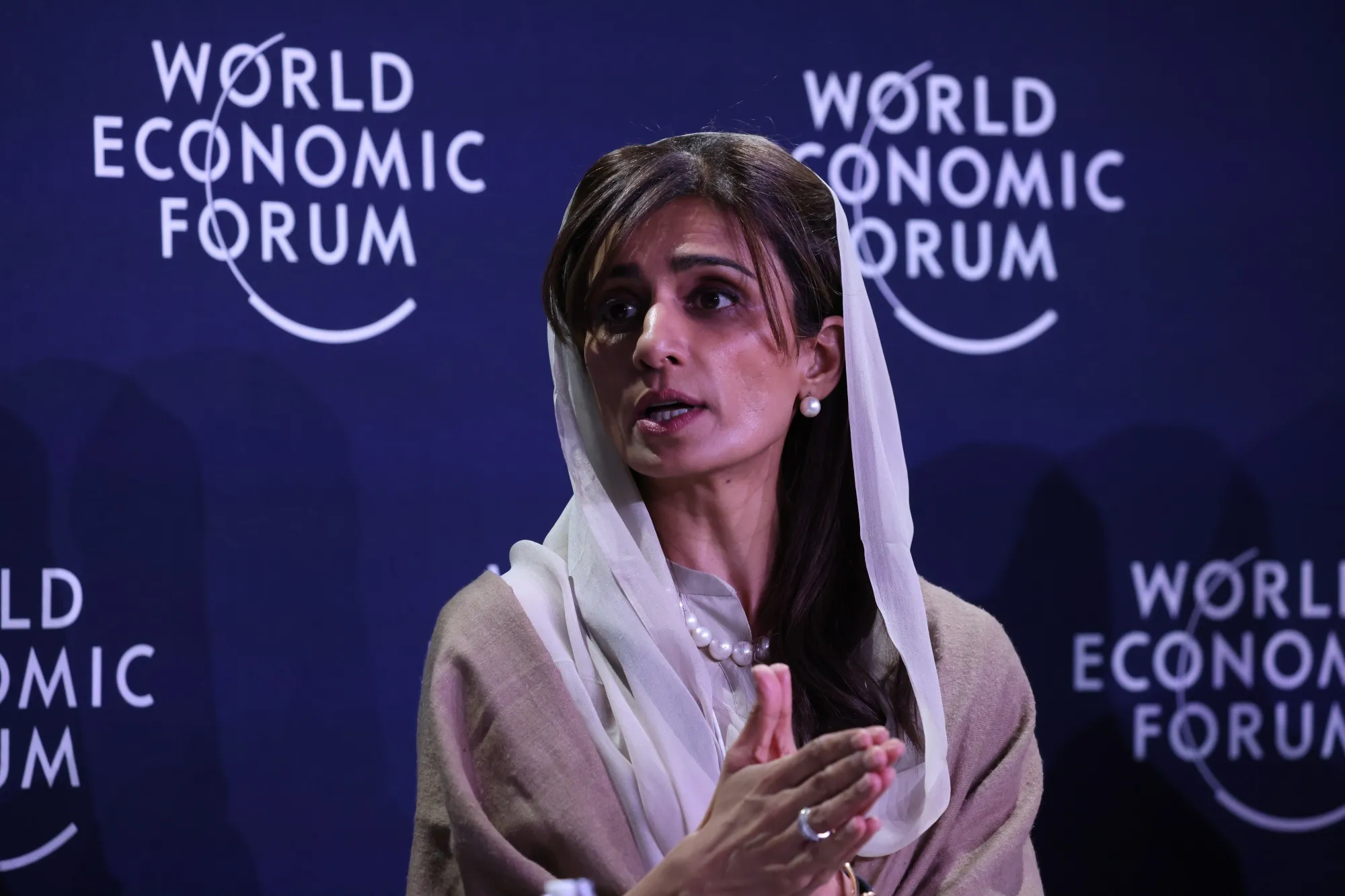 Pakistan’s foreign minister, Hina Rabbani Khar, during a panel session at the World Economic Forum in Davos, Switzerland, on May 24.