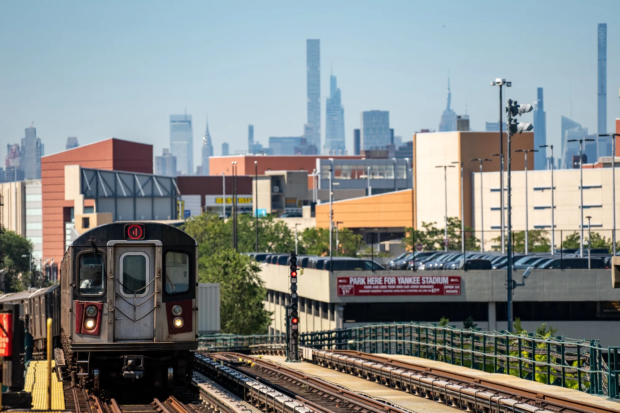 A subway train in the Bronx borough of New York.